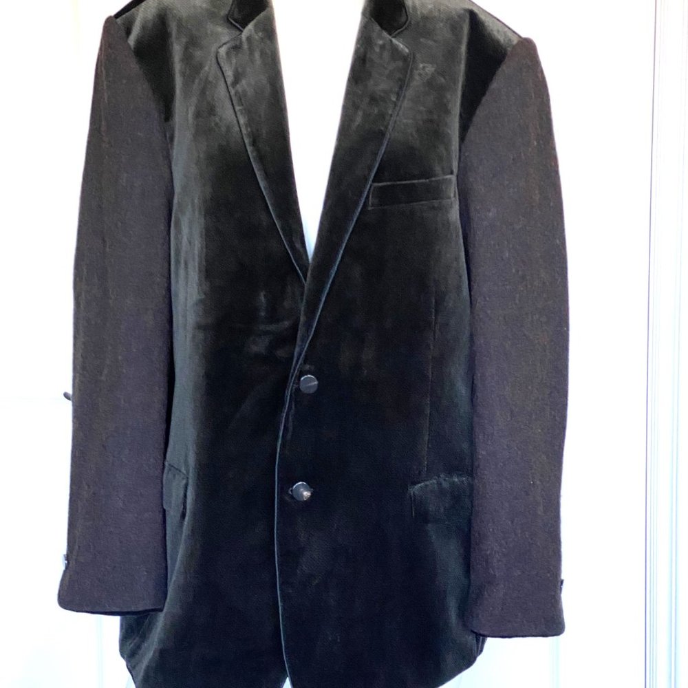NICOLE FARHI BROWN VELVET / WOOL JACKET SIZE: L
